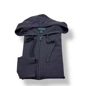 Banana Republic Mens Brown 100% Merino Wool Full Zip Hoodie Sweater Size M